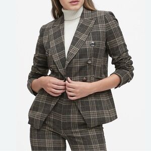 Banana Republic Cadet Charcoal and Tan Plaid Blazer